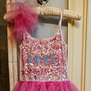 Pink Sequin Love BARBIE Tutu Du Monde Dress Size 8/9
